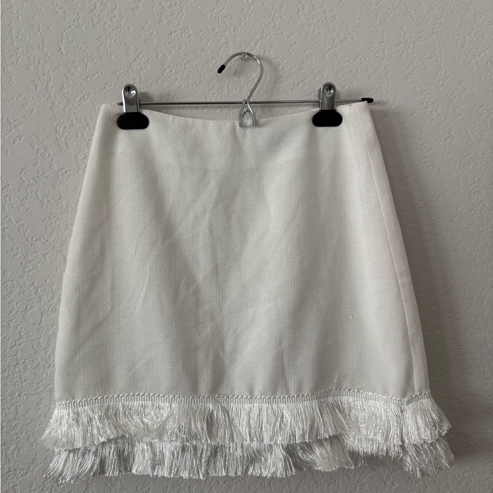 Fashion Union White Fringe Pencil Skirt